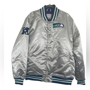 Rare Mitchell & Ness Satin Seattle Seahawks Jacket Throwback Size XXL